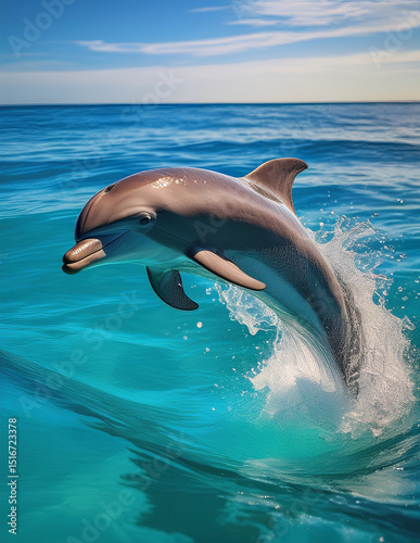 dolphin jumping out of water photo