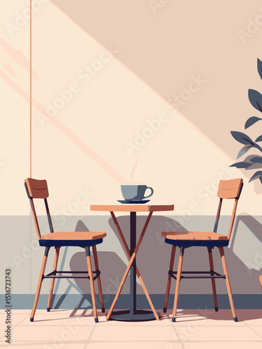 Minimalist Café Table with Coffee Cup