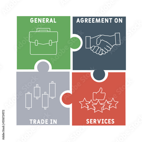 GATS General Agreement on Trade in Services acronym. business concept background. vector illustration concept with keywords and icons. lettering illustration with icons for web banner, flyer, landing 