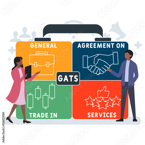 GATS General Agreement on Trade in Services acronym. business concept background. vector illustration concept with keywords and icons. lettering illustration with icons for web banner, flyer, landing 