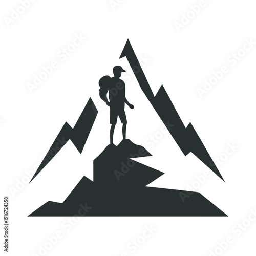 Hiker Standing Proudly On Mountain Silhouette