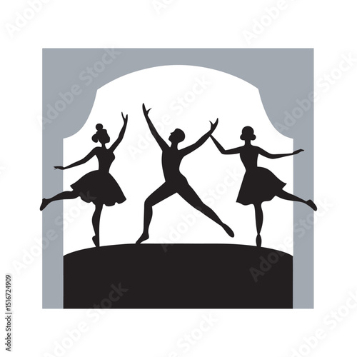 Ballet Dancers Performing On Stage Silhouette