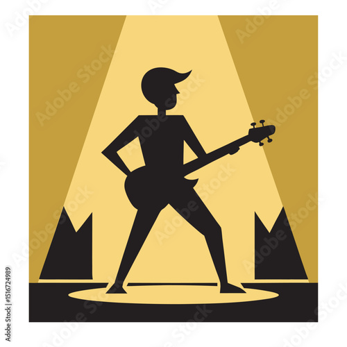 Musician Playing Guitar On Stage Silhouette