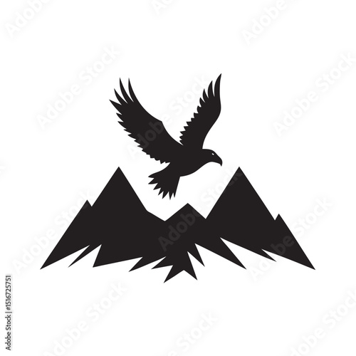 Soaring Eagle Over Mountains Silhouette