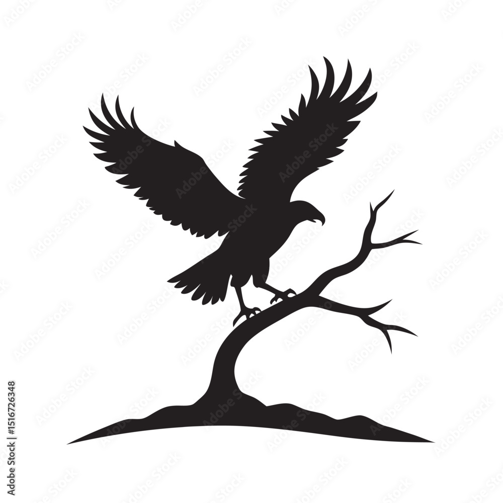 Fototapeta premium Eagle Landing Gracefully On Branch Silhouette