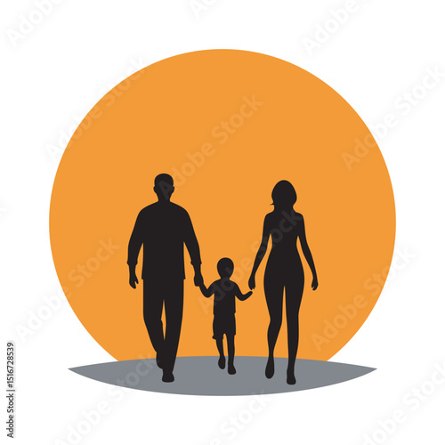 Group Walking Together Sunset View Silhouette