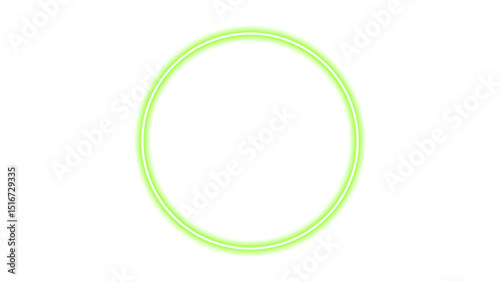 Wallpaper Mural Bright Green Neon Circle Frame Digital Art, Abstract Design Element Torontodigital.ca