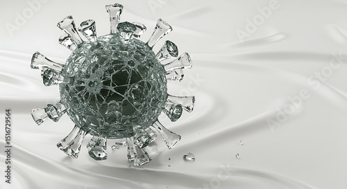 Shattered Virus: A 3D Render of a Devastated Coronavirus Particle