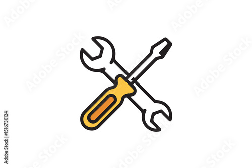 Isolated set of hand tools including screwdrivers, wrenches, and pliers on white