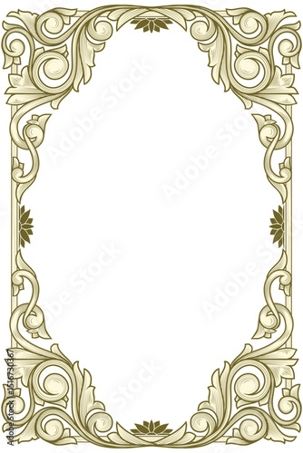 Decorative ornate monochrome retro design blank frame