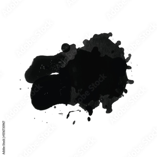 Creative wide ink stain splatter design with messy organic drops, ideal for digital art, abstract posters, product packaging, web templates, t-shirt graphics, branding assets, marketing visuals