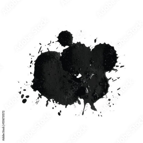 Dynamic ink splash composition with free-flowing stains, irregular spray, and artistic bursts ideal for graphic design or creative prints.
