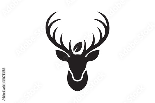 Stylized deer head silhouette vector illustration for wild animal design
