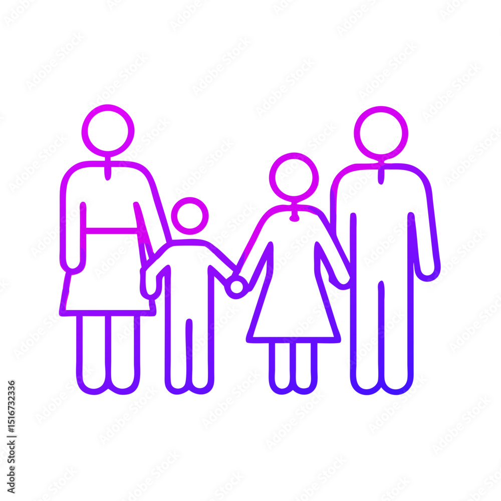 custom made wallpaper toronto digitalFamily icon with four members standing together in minimal style