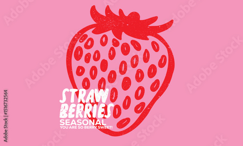 Make your sweet cherry. Eat more strawberry. Sweet strawberry t shirt artwork. Strawberry fruit print. Nature fruit club print design.