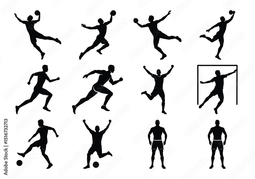 a silhouette Football playing illustration Vector on white background a silhouette Football playing illustration Vector on white background