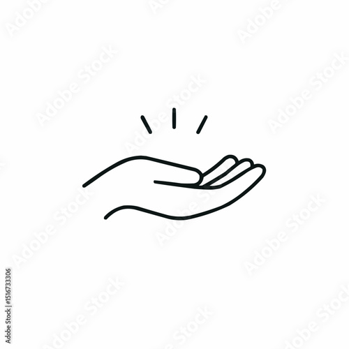 Outlined hand in open gesture with gentle glow — acceptance and presence.