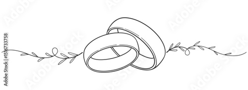 Wedding ring line art vector illustration