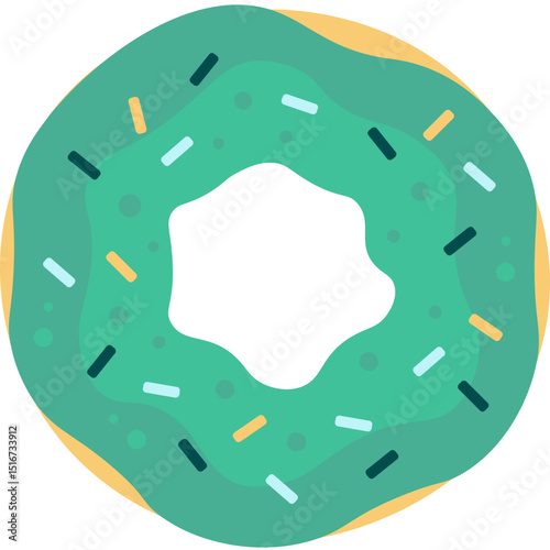 illustration of donat green tea