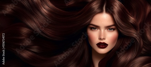 Portrait of young beautiful woman with elegant make-up and perfect hairstyle.A captivating beauty portrait of a flawless model, an editorial fashion shoot. Generative AI.