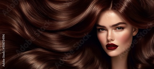 Portrait of young beautiful woman with elegant make-up and perfect hairstyle.A captivating beauty portrait of a flawless model, an editorial fashion shoot. Generative AI.