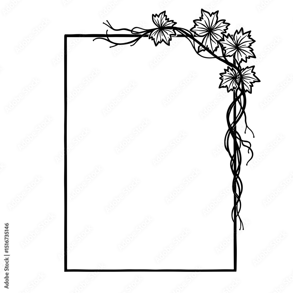 Obraz premium Elegant monochrome botanical frame, perfect for adding a touch of nature to your design projects.