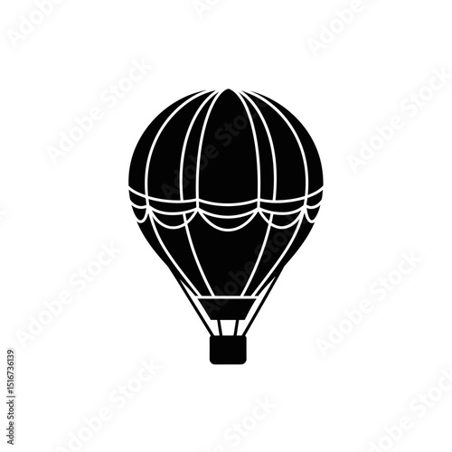 Hot air balloon icon in simple black and white style  