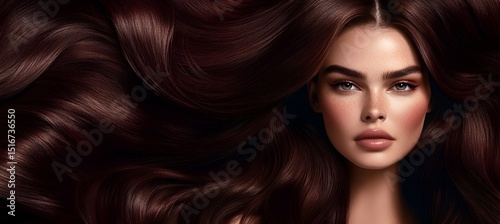 Portrait of young beautiful woman with elegant make-up and perfect hairstyle.A captivating beauty portrait of a flawless model, an editorial fashion shoot. Generative AI.