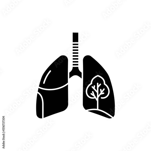 Lungs with Tree Icon Representing Nature and Health  