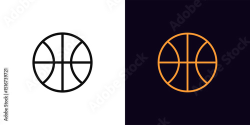 Outline basketball icon, with editable stroke. Basketball game icon, sport ball. Basketball championship and tournament, sport league, game court, play ball. Vector icon