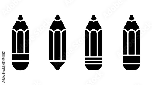 Pencil Quartet: A simple yet impactful silhouette image of four different pencils, perfect for creative design and educational materials.