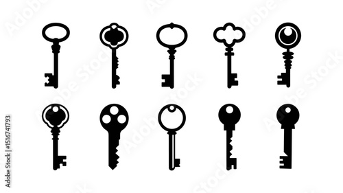 Unlock Secrets: A collection of classic keys, each with unique ornate designs and shapes, stand in a row, ready to unlock doors and hold hidden meanings. Embodying both security and mystery.