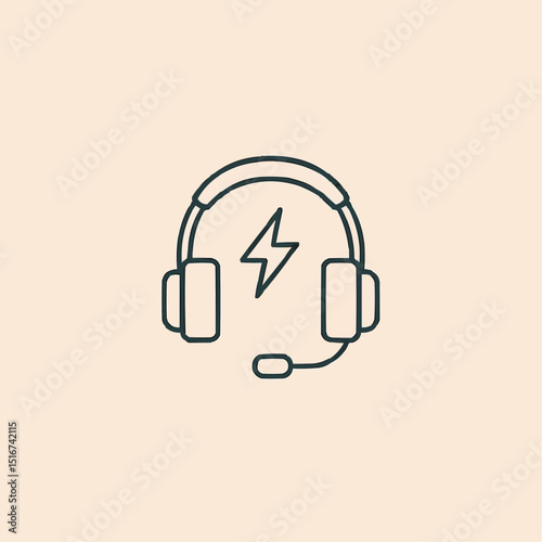 Outlined headset with lightning bolt — competitive gamer.
