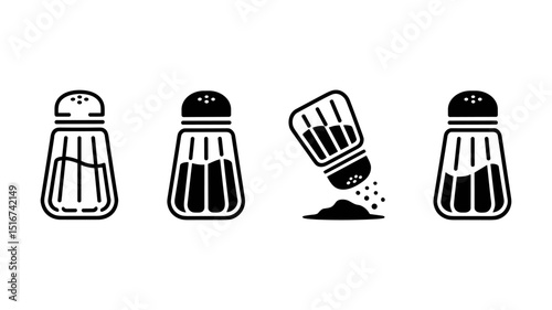 Salt Shaker Illustration: A simple yet elegant black and white illustration of salt shakers, perfect for conveying culinary themes or design concepts.