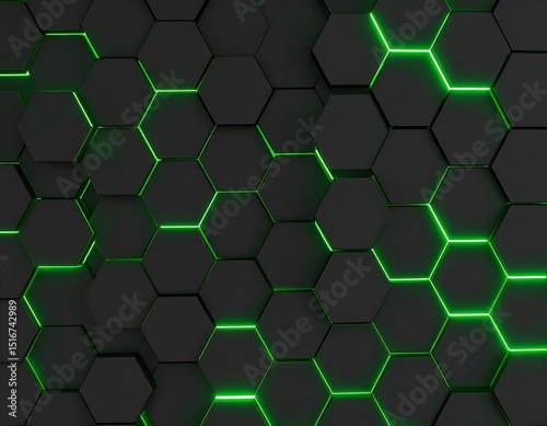 Abstract hexagon pattern with glowing lines