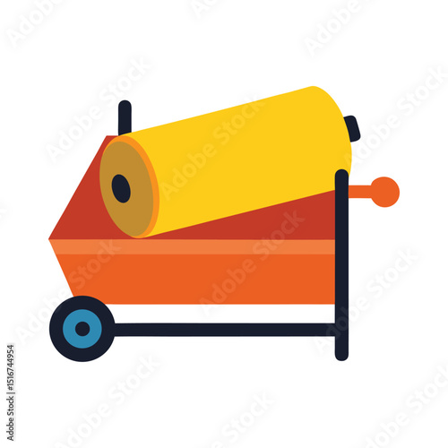 Portable Cement Mixer Construction Equipment Icon Illustration