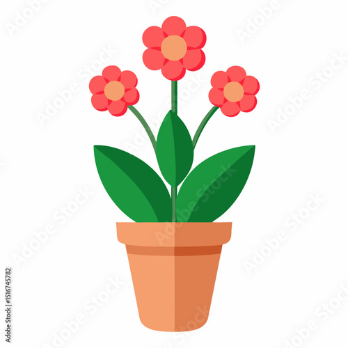 Blooming kalanchoe plant in stylish pot illustration