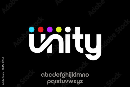 Word unity . Abstract round font alphabet Typography typeface  lowercase . vector illustration