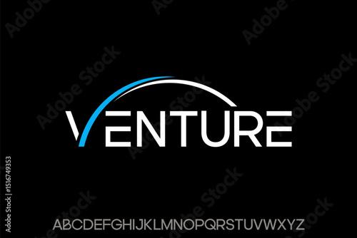 Word venture. Abstract font alphabet, Typography typeface uppercase vector illustration