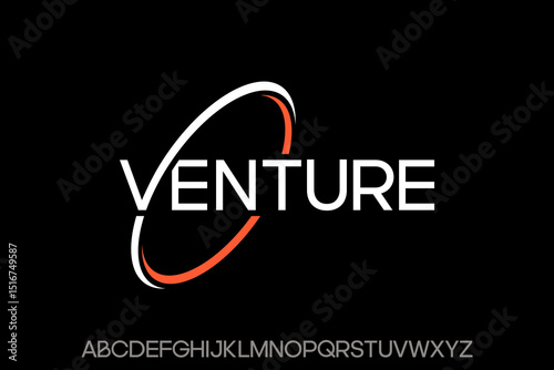Word venture. Abstract font alphabet, Typography typeface uppercase vector illustration