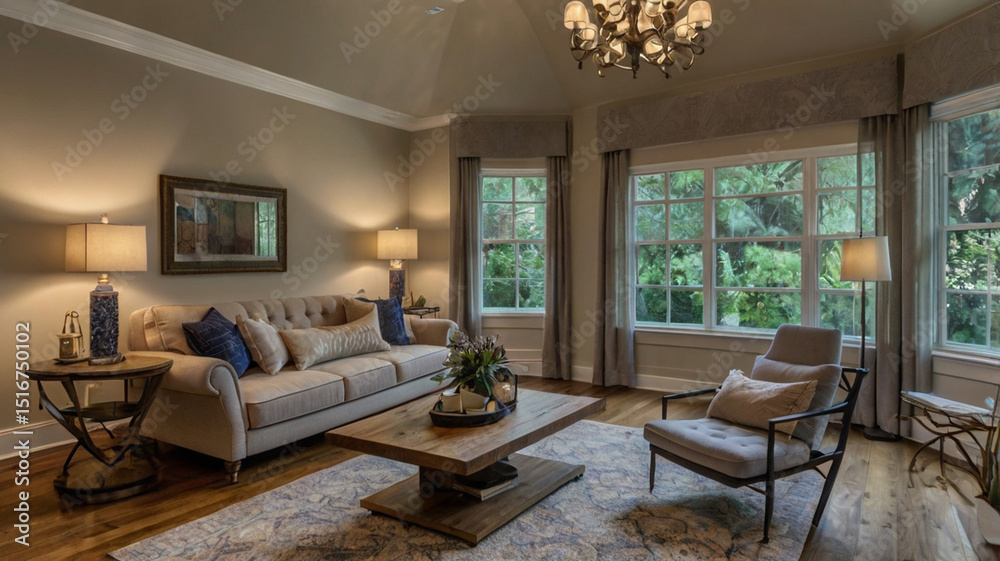 Fototapeta premium living room with fireplace