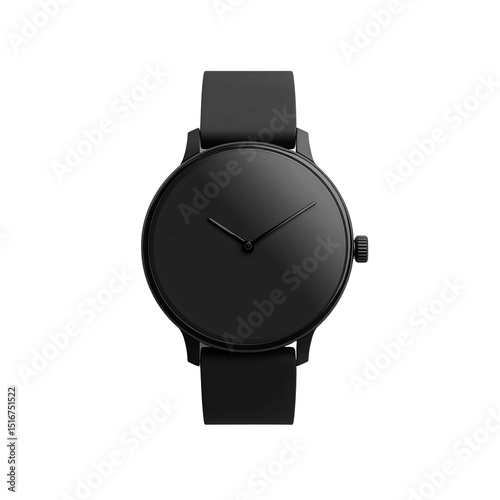 black wristwatch isolated on white