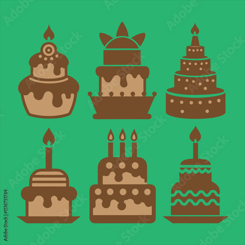 Set of brown royal chairs furniture illustration