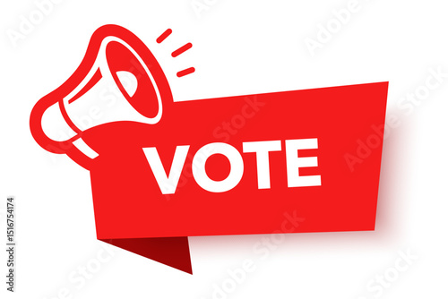 Megaphone with vote speech bubble. Loudspeaker. Banner for business, marketing and advertising. Vector illustration.