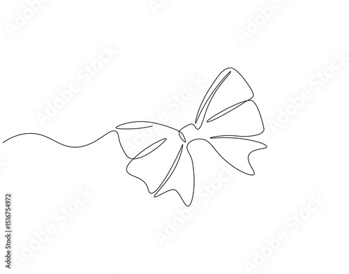 Ribbon tie continuous line. Continuous one line drawing of ribbon tie. birthday, decoration, accessory concept. Single line drawing