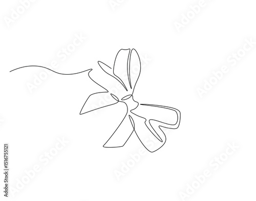 Ribbon tie continuous line. Continuous one line drawing of ribbon tie. birthday, decoration, accessory concept. Single line drawing