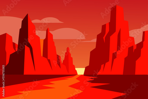 Orange clouds drift over the city skyline at sunset, a silhouette of buildings against the red evening sky