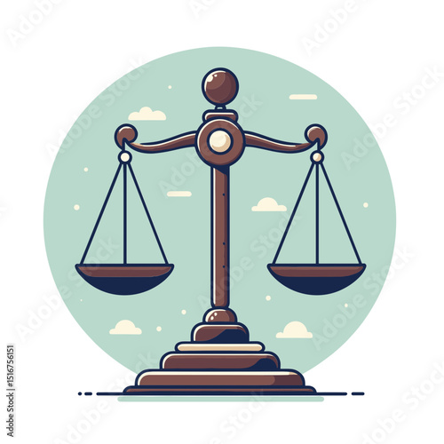 Vector illustration of classic scales representing justice against a light background