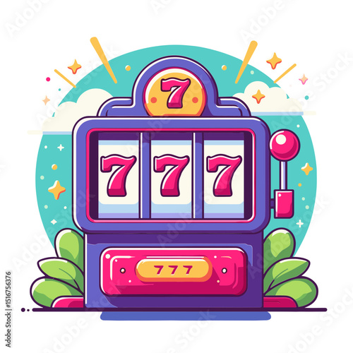 Vector illustration of a colorful slot machine symbolizing gambling and entertainment