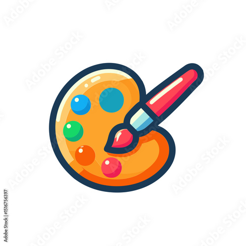 Vector illustration of a colorful artist palette and paintbrush symbolizing creativity and art